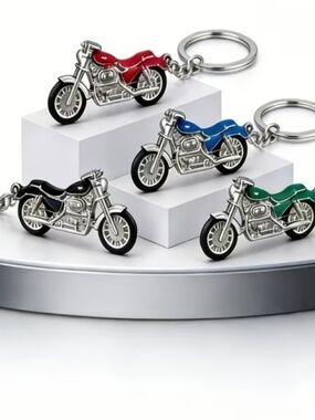 Motorcycle Keychain Set - Red, Blue, Black, Green